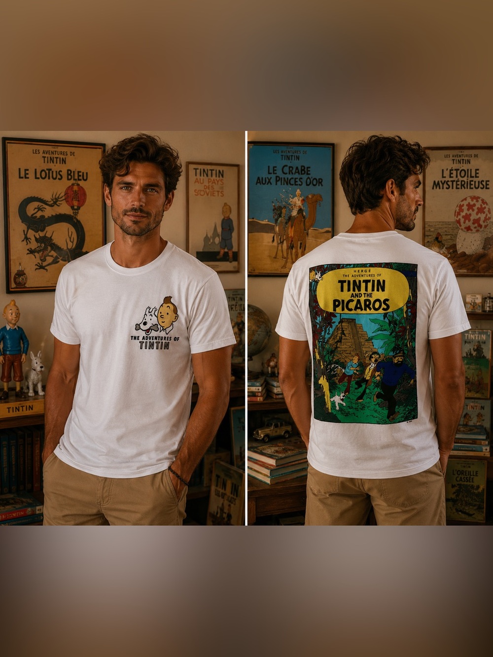 Vintage Tintin and the Picaros Tintin, Captain Haddock,Professor Calculus& Snowy